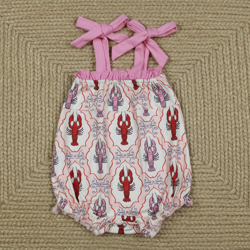 SR4032 crawfish strap bubble romper baby clothes