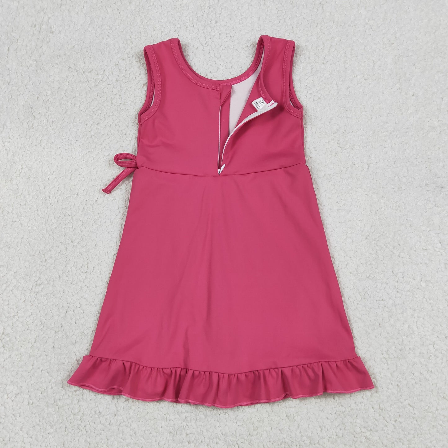 solid hot pink ruffle athletic dress
