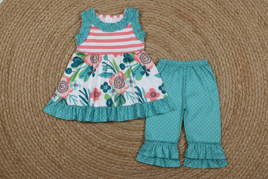 sleeveless flower capris set spring toddler girl clothing