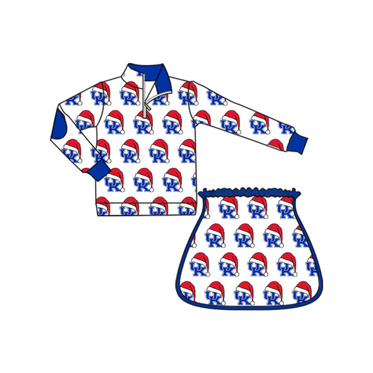 Custom Baby Girls UK Team Christmas Zip Pullovers Top Skort Shorts Clothes Sets MOQ3 D 8.13