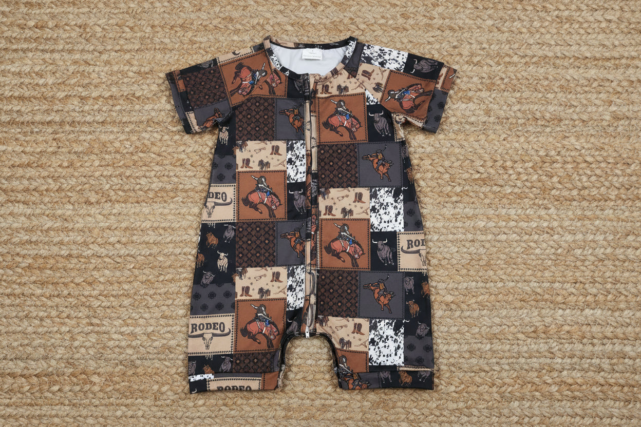 western rodeo print zipper shorties