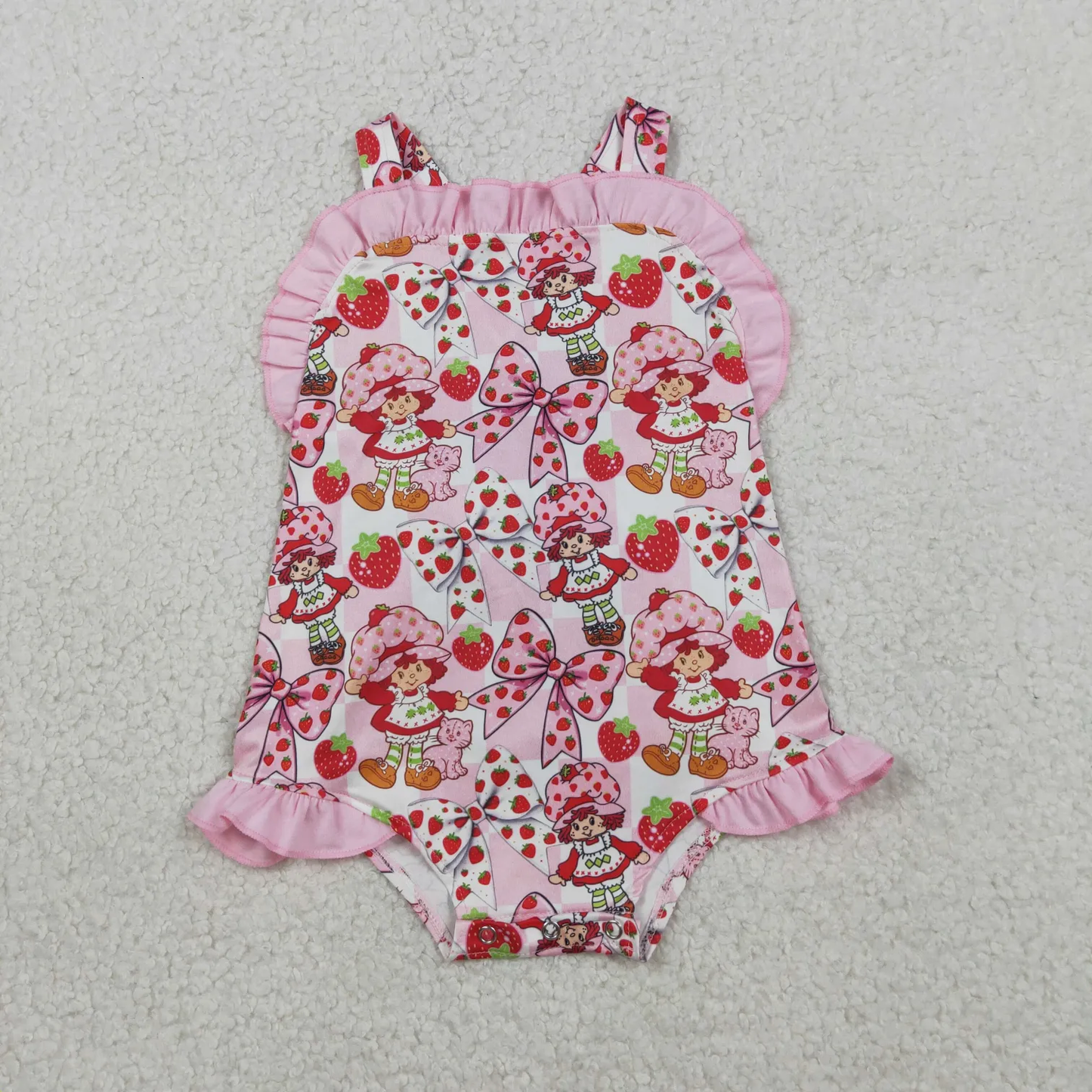 Sibling strawberry coquette girl shorts set and romper