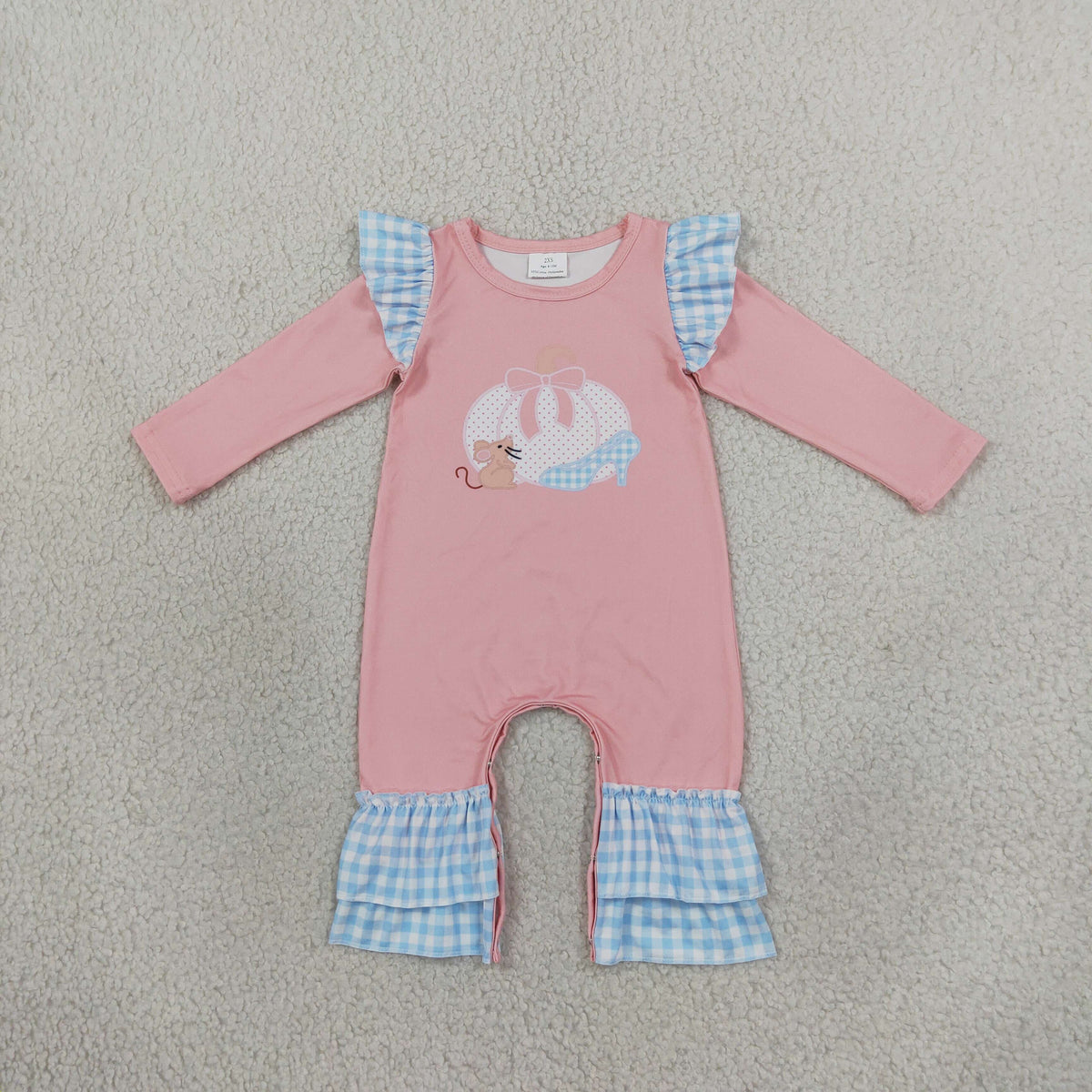 polka dots pumpkin print girl ruffle romper