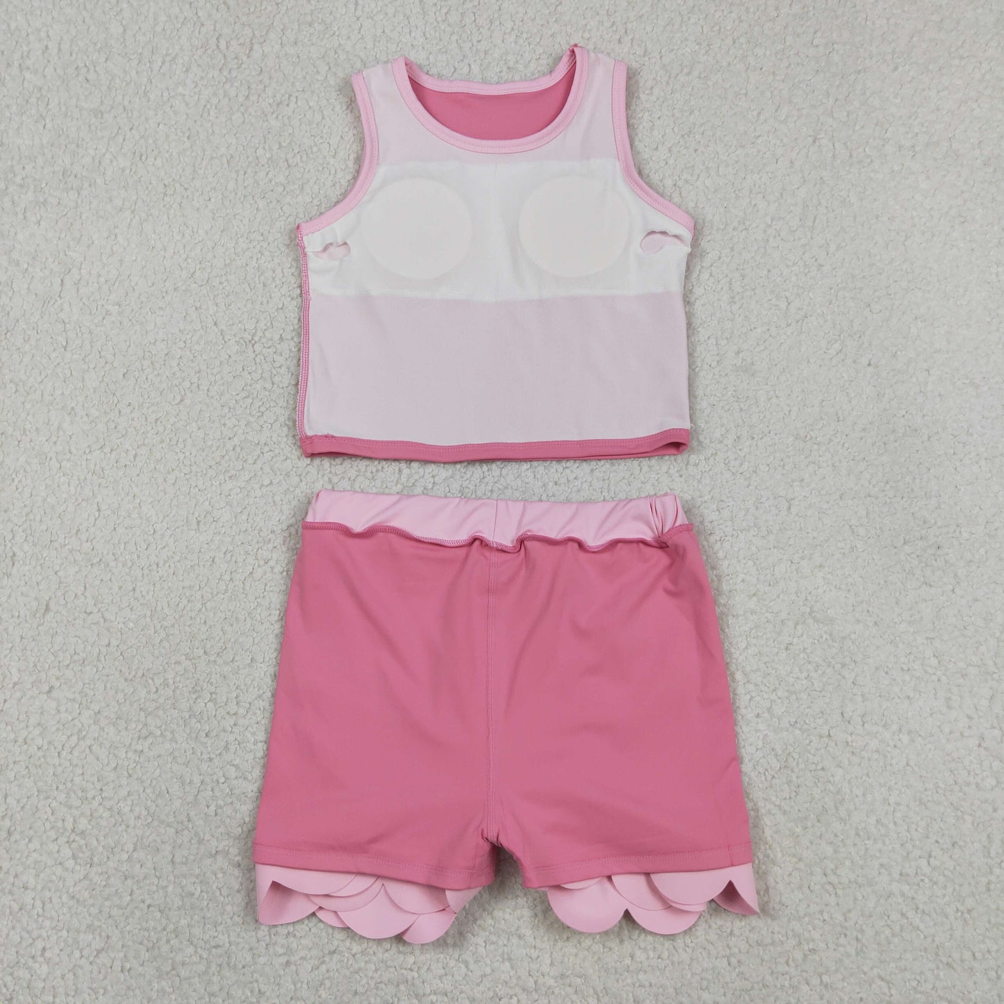 solid pink scallop athletic skort outfit girls clothes