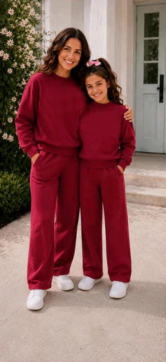 custom style moq 5pcs each items solid cotton crimson mommy and me outfits