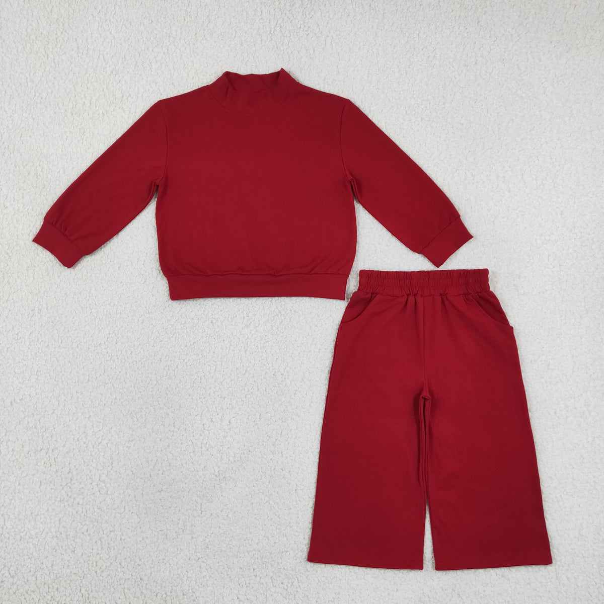cotton marron sweatershirt wide leg pants set girl clothing