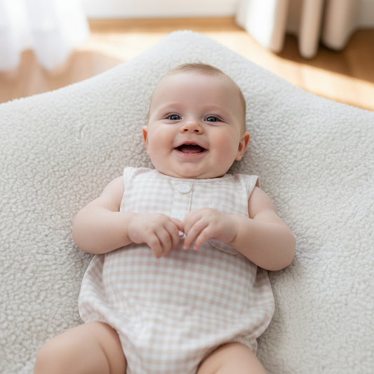 SR4233 sleeveless gingham bubble romper baby boy clothes