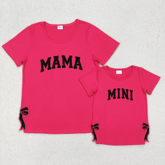 Embroidery Mommy and Me Baby Girls Mini Bow Tee Shirts Tops D 3.26