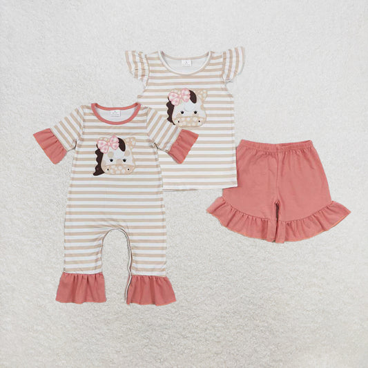 Match Baby Girls Toddler Western Horse Shirts Shorts Clothes Sets Romper D 3.21