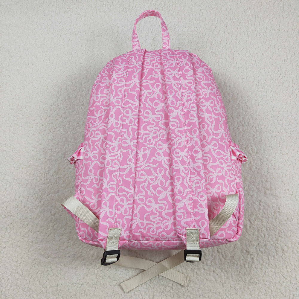 BA0308 Baby Girls Pink Bows Plaid Ruffle School Bags D 8.2