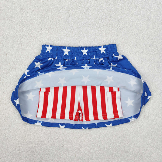 GLK0051 Baby Girls 4th Of July Stars Stripes Summer Skort Skirts D 3.13