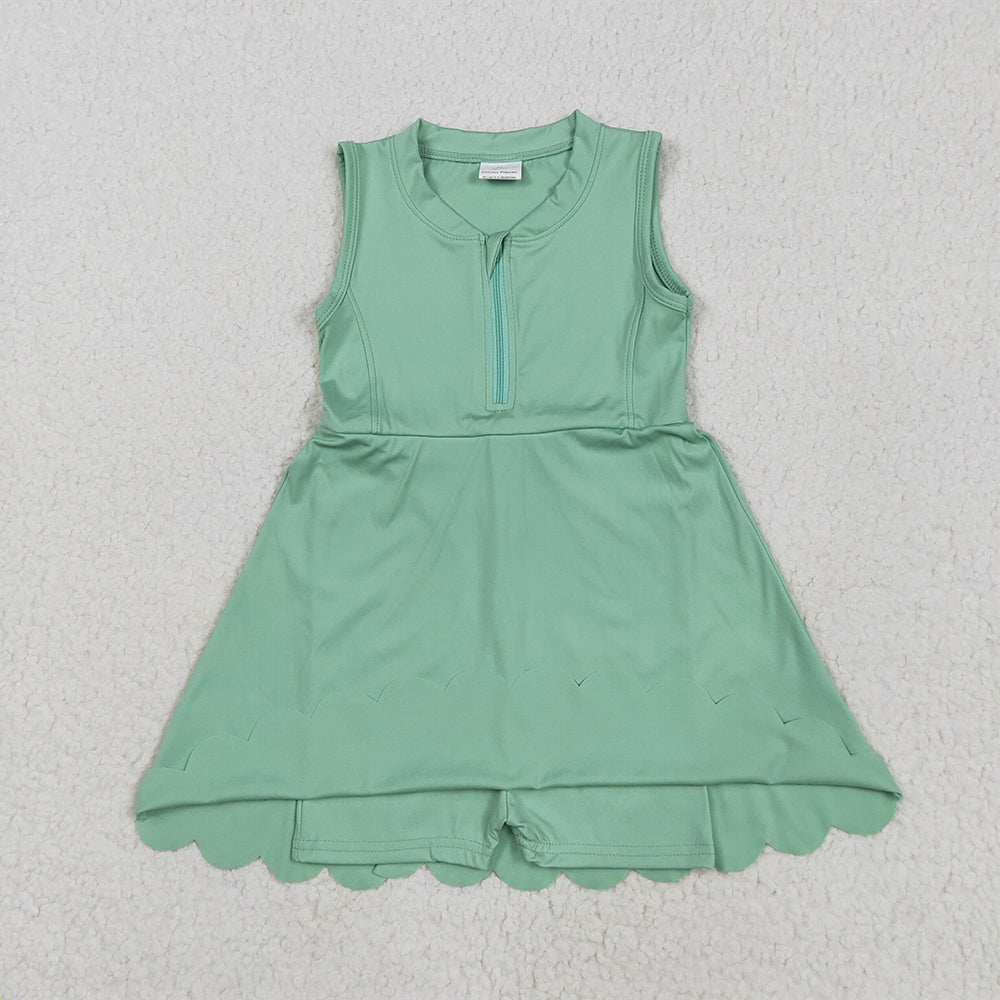 GSD2089 Baby Girls Light Green Yoga Zip Active Wear Skort Knee Length Dresses D 4.11