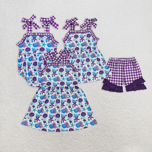 Match Baby Girls Straps Purple Starfish Sister Sibling Designs Clothes Sets D 4.12