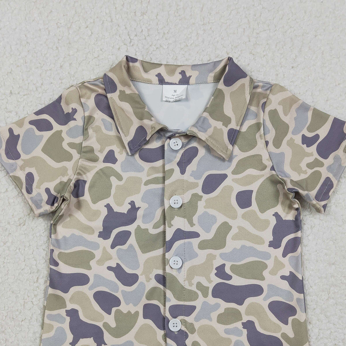 Baby Boys Southern Dogs Camo Hunting Button Shirts Top Infant Clothing short Sleeve Outfit for Newborn Boys