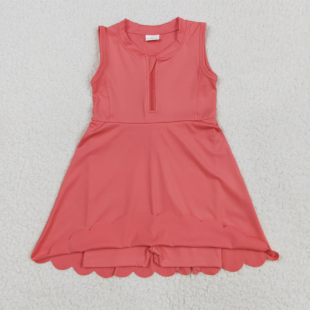 GSD2091  Peach sleeveless zipper kids girls athletic yoga dresses D 4.22
