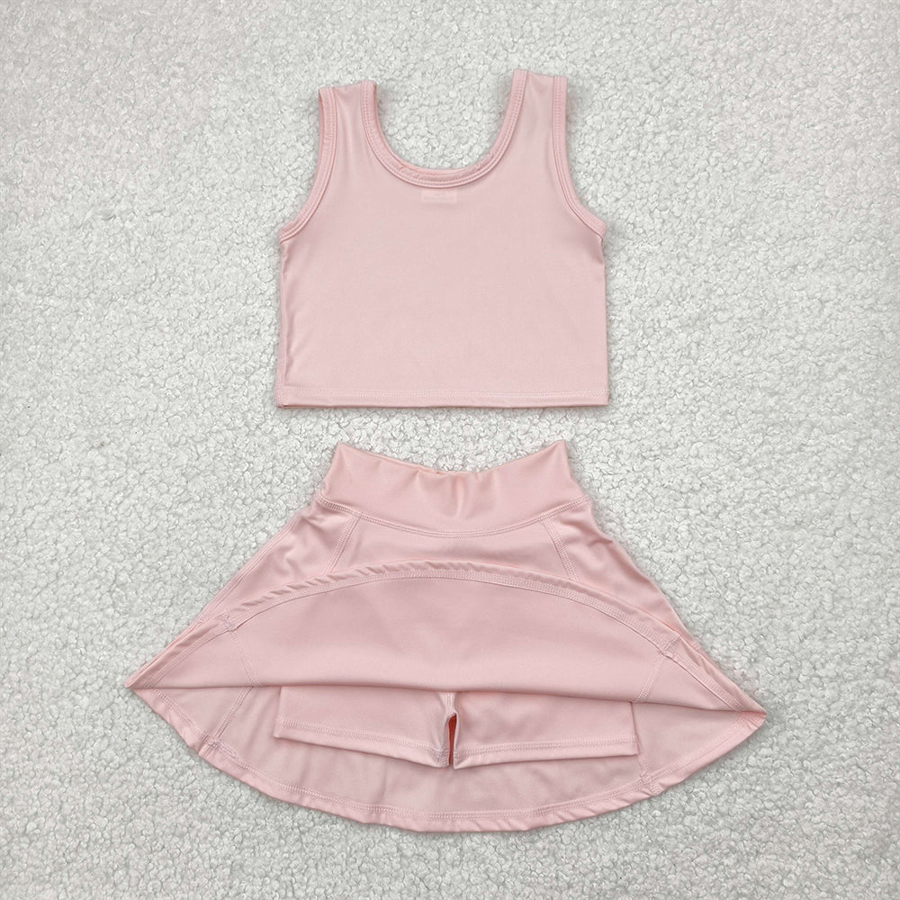 GSD1977  Baby Girls Pink Vest Top Sports Skorts Clothes Sets   D 4.24