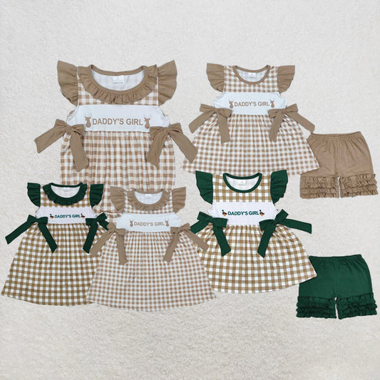 Match Baby Girls Daddy's Girl Deers Checkered Sister Suits D 3.15