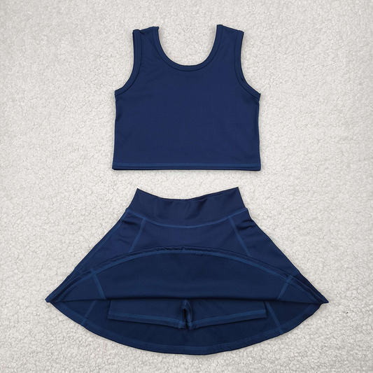 GSD1987  Baby Girls Navy Vest Top Sports Skorts Clothes Sets D 4.11