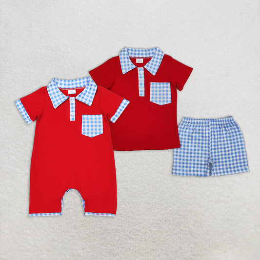 Match Baby Infant Boys Red 4th of July Pocket Rompers Set D 3.21