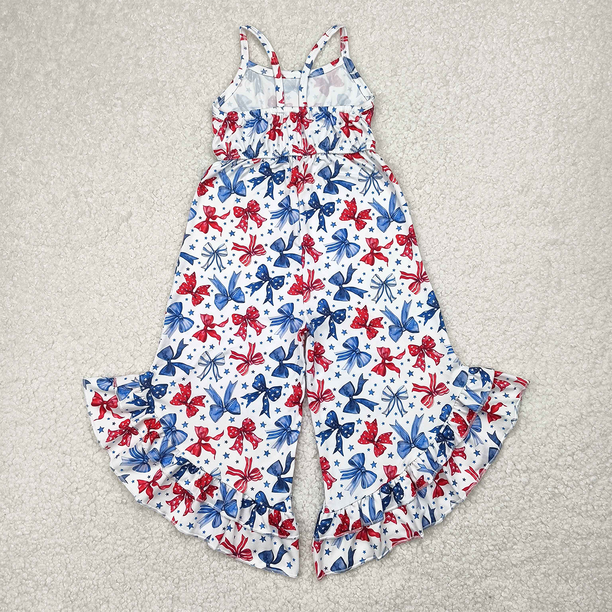 SR2865  Baby Girls Coquette Bows 4th Of July Straps Jumpsuits  D 4.12