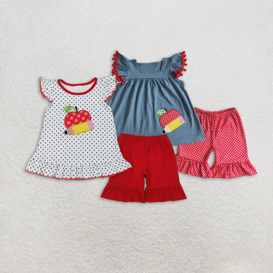 Match Baby Girls Back To School  Tunic Top Shorts Clothes Sets D 3.15