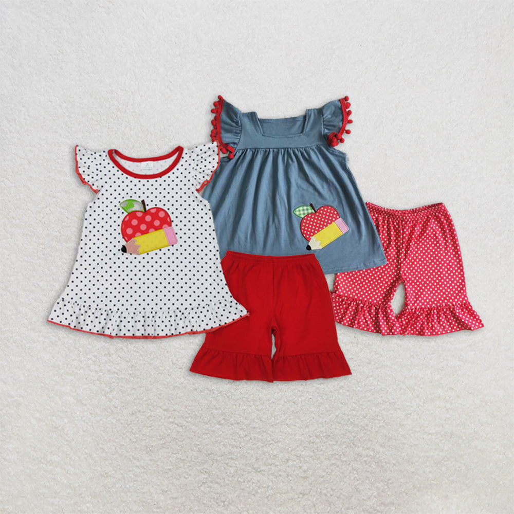 Match Baby Girls Back To School  Tunic Top Shorts Clothes Sets D 3.15