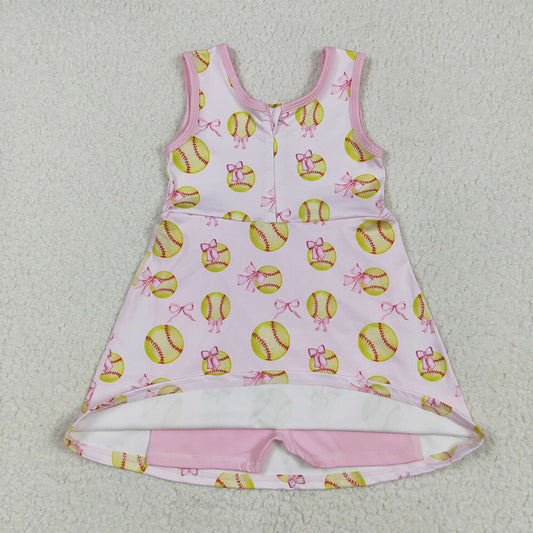 GSD2048 Baby Girls Softball Bow Athletic Active Wear Knee Length Dresses D 4.12