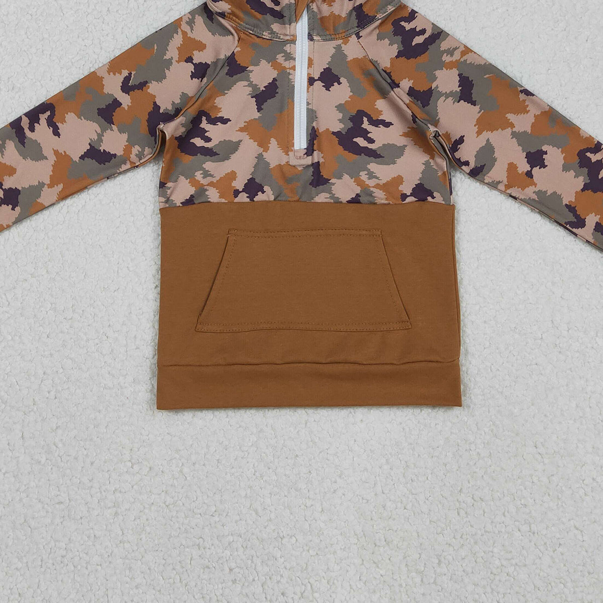 Baby Boys Southern Brown Camo Zippered Hoodie with Pocket Baby Boys Clothing Top