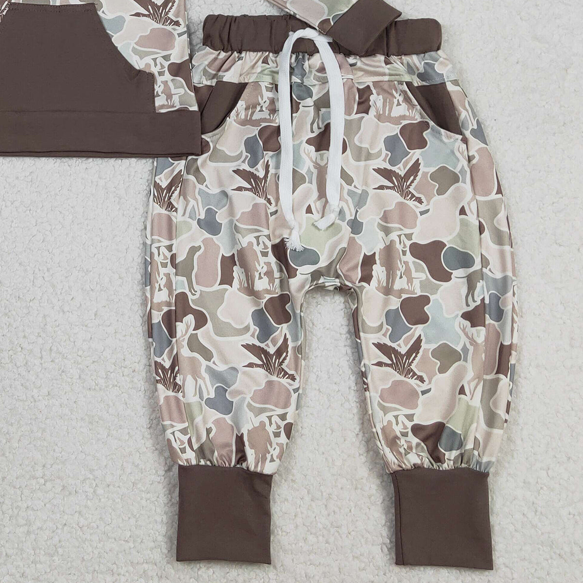 Baby Boys Camouflage Deer Ducks Hoodie Top with Pocket And Jogger Pants Set Outdoor Hunting Themed Baby Outfit
