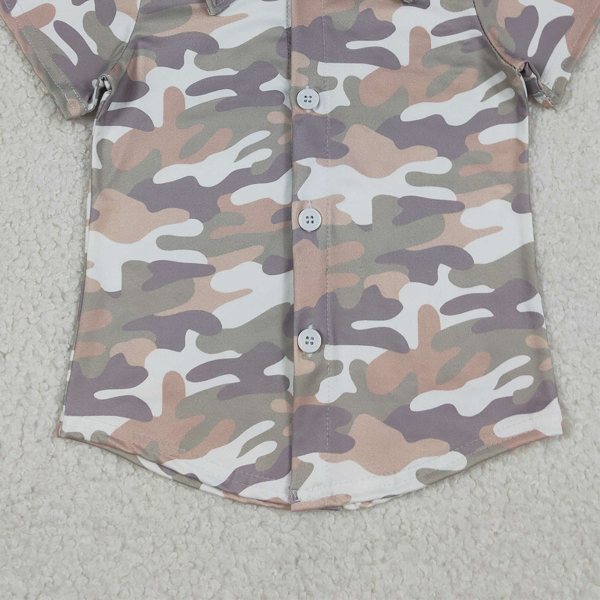 Baby Boys Southern Grey Camo Button Shirt Top Short Sleeve Outfit for Newborn Boys Cute Camouflage Button up Baby Boy's Shirt