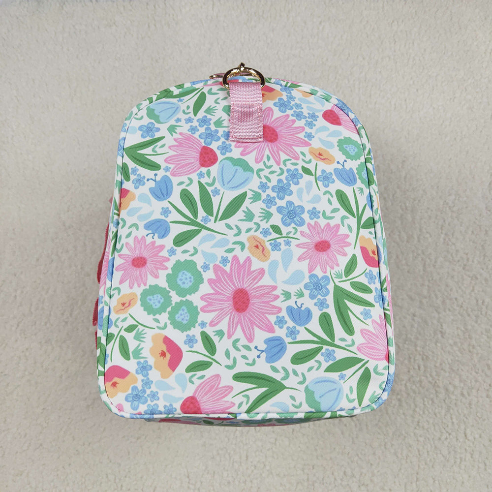 BA0290  Pink Ruffle Floral Print Gym Duffle Bags D 7.5
