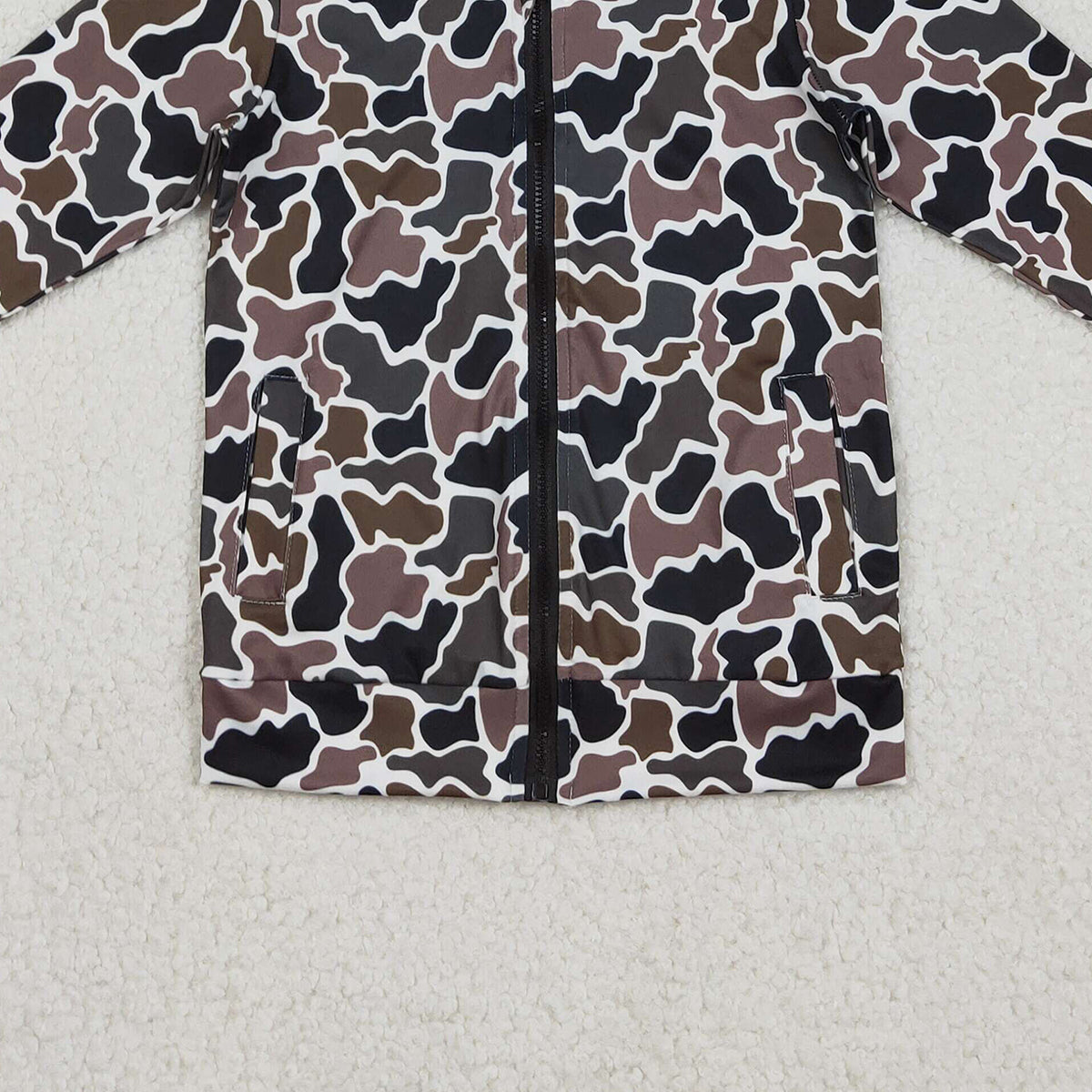 Baby Boys Southern Dark Brown Camouflage Hoodie Jacket with Pockets Zipper Closure Top for Infants