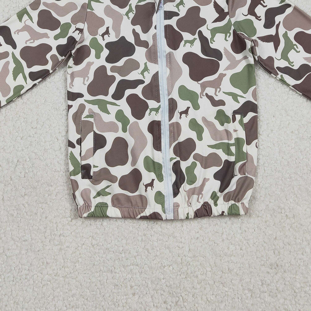 Baby Boys Camouflage Zipper Jacket with Pocket Southern Hunting Ducks Dogs Theme Baby Fashion Top for Boys
