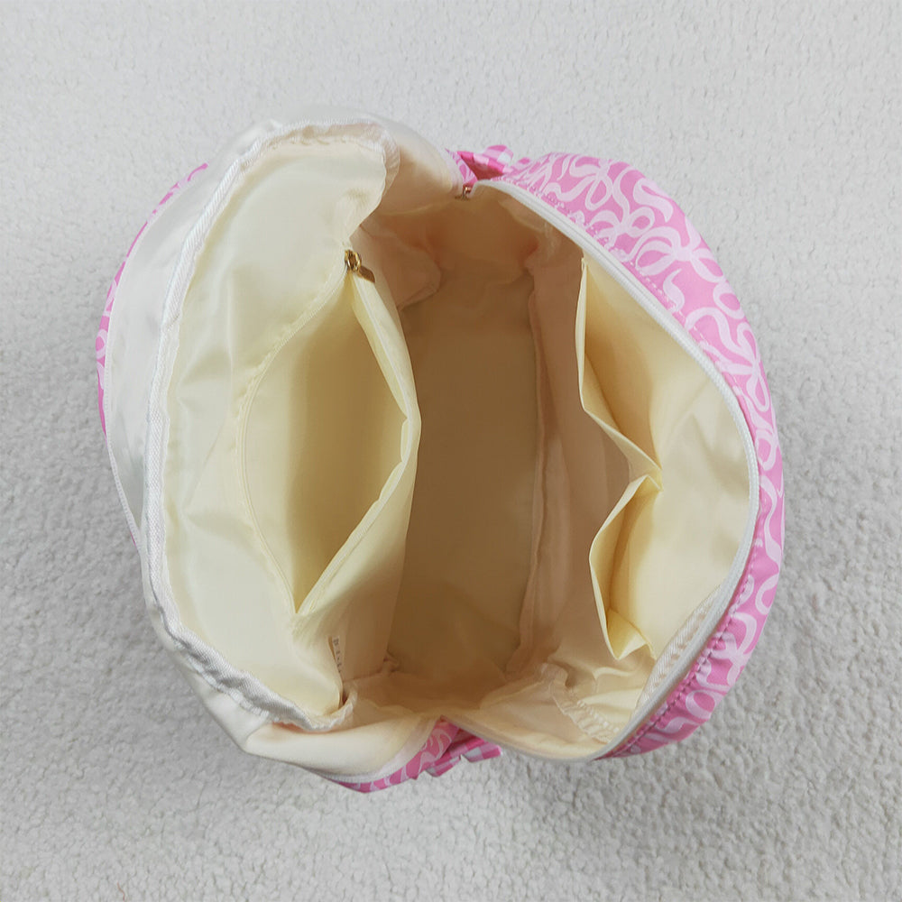 BA0308 Baby Girls Pink Bows Plaid Ruffle School Bags D 8.2