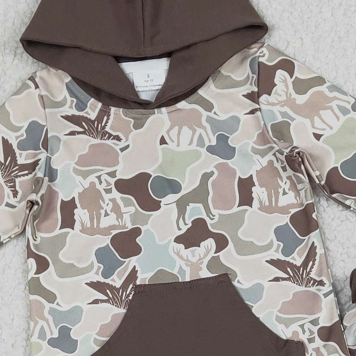 Baby Boys Camouflage Deer Ducks Hoodie Top with Pocket And Jogger Pants Set Outdoor Hunting Themed Baby Outfit