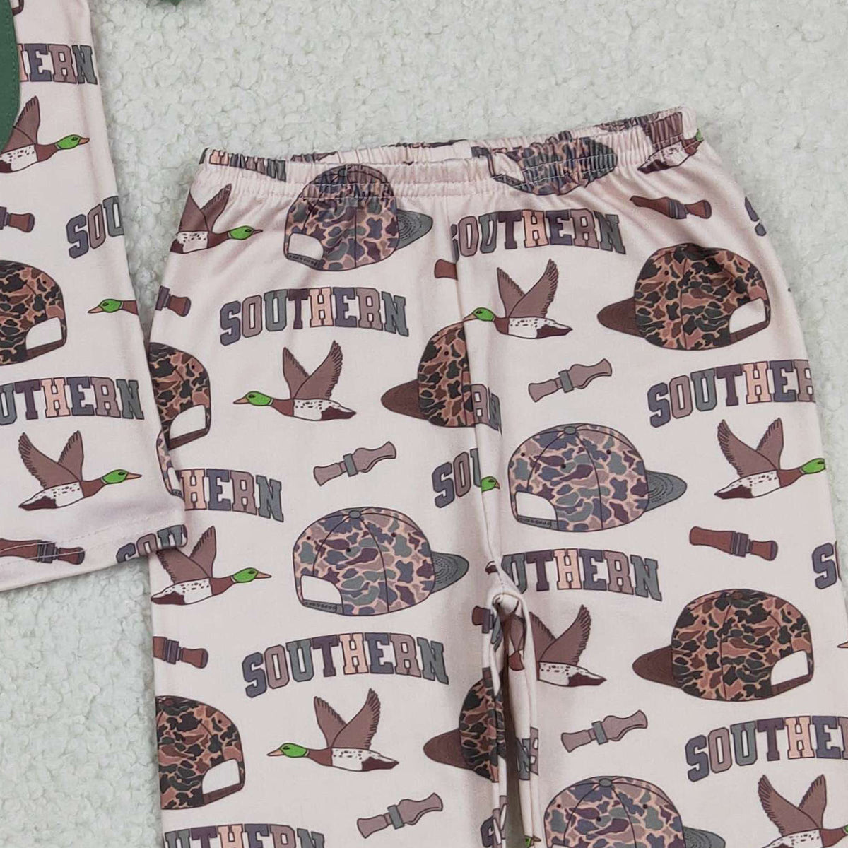 Baby Boys Camouflage Hat with Ducks Pocket Top And Pants Southern Themed Outfit Set for Infants