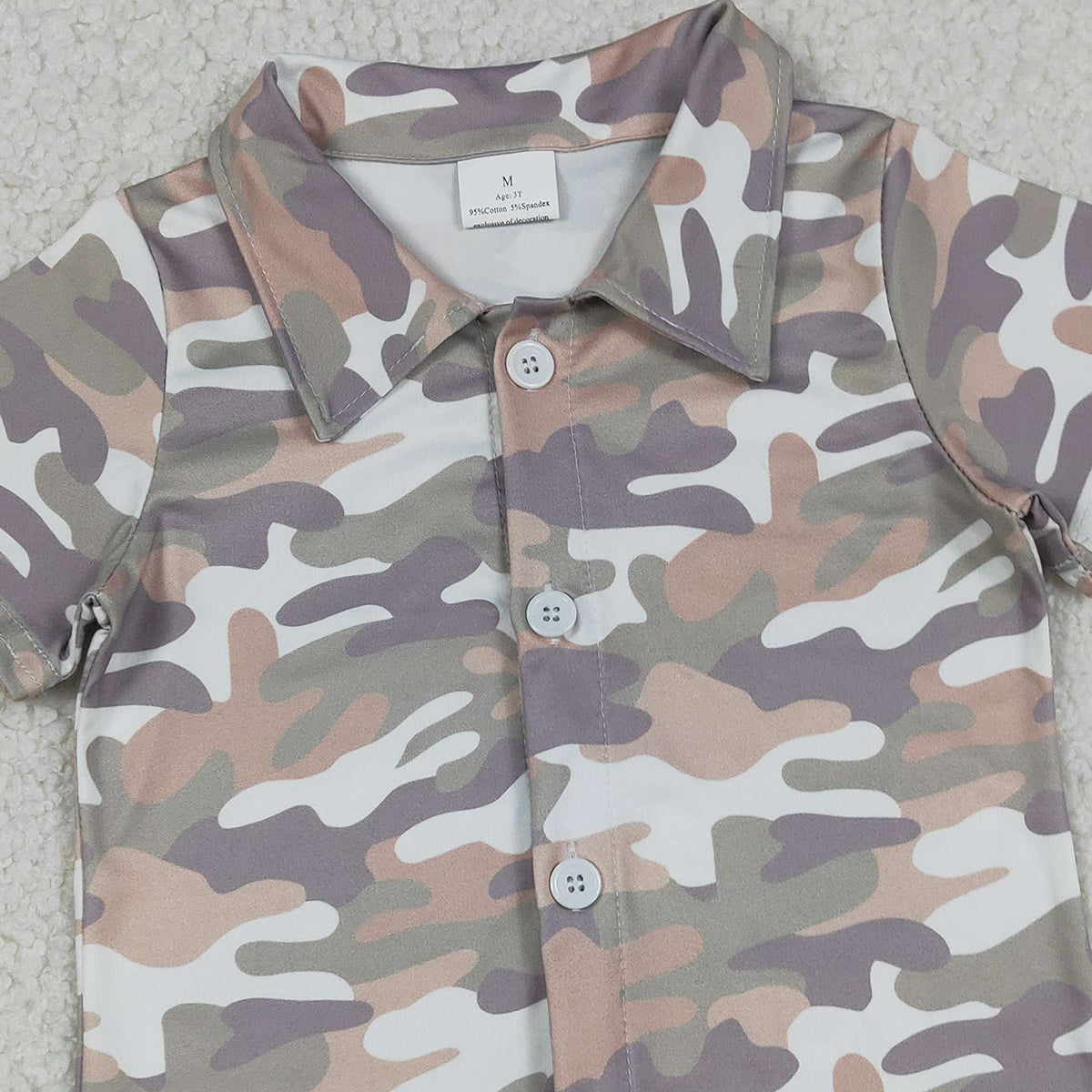 Baby Boys Southern Grey Camo Button Shirt Top Short Sleeve Outfit for Newborn Boys Cute Camouflage Button up Baby Boy's Shirt