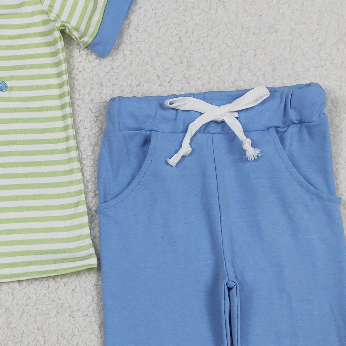 Embroidery Fishing Baby Boys Stripe Top Pockets Leggings Hunting Clothes Sets