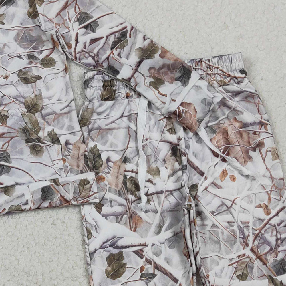 RTS NO MOQ（In Stock) BLP1400 Cute Children's Baby Boys Southern Leaves Camo Pockets Hoodie Jogger Clothes Sets