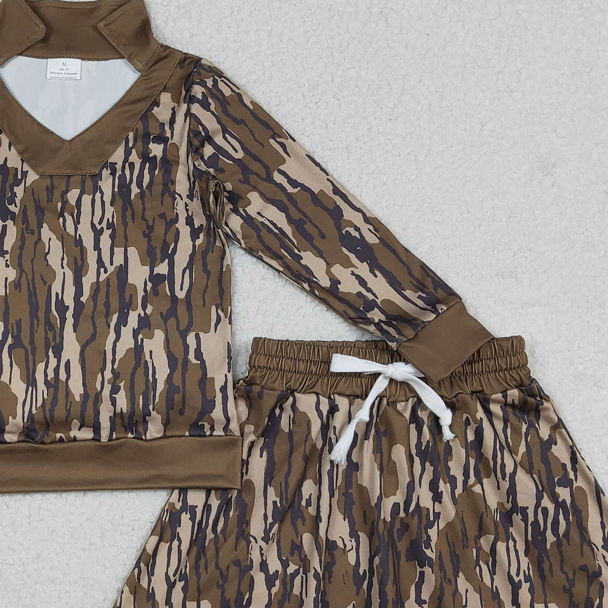 Baby Girls Olive Camo Long Sleeve Top with Skirt And Shorts Set Cute Hunting Theme Outfit for Little Ones