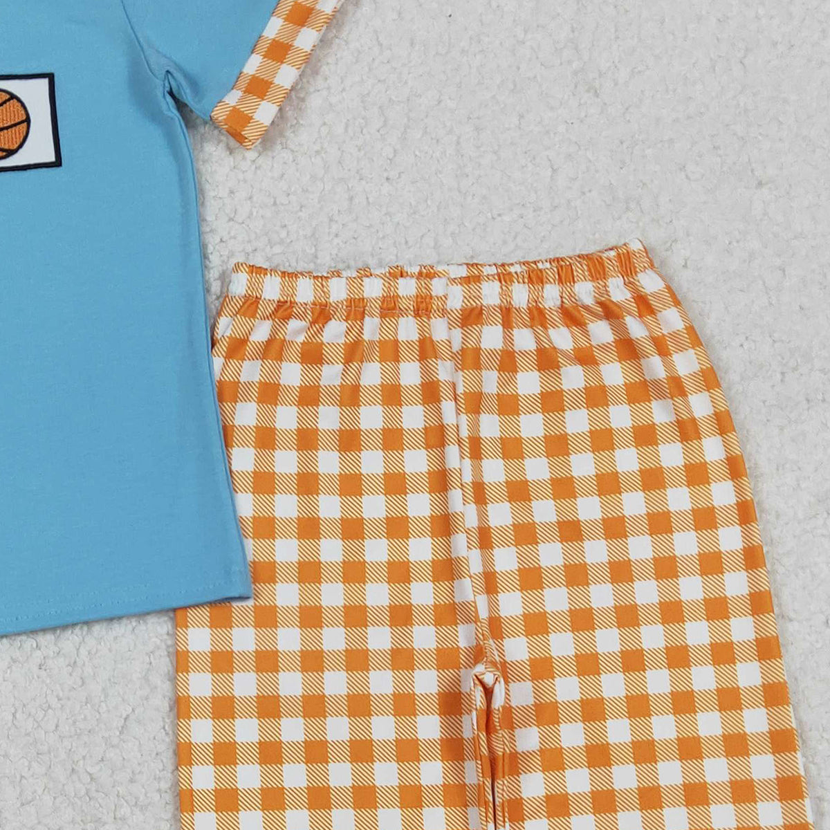Embroidery I Love Basketball Baby Boys Outfit Set with Checked Pants Team Spirit Top for Little Fans