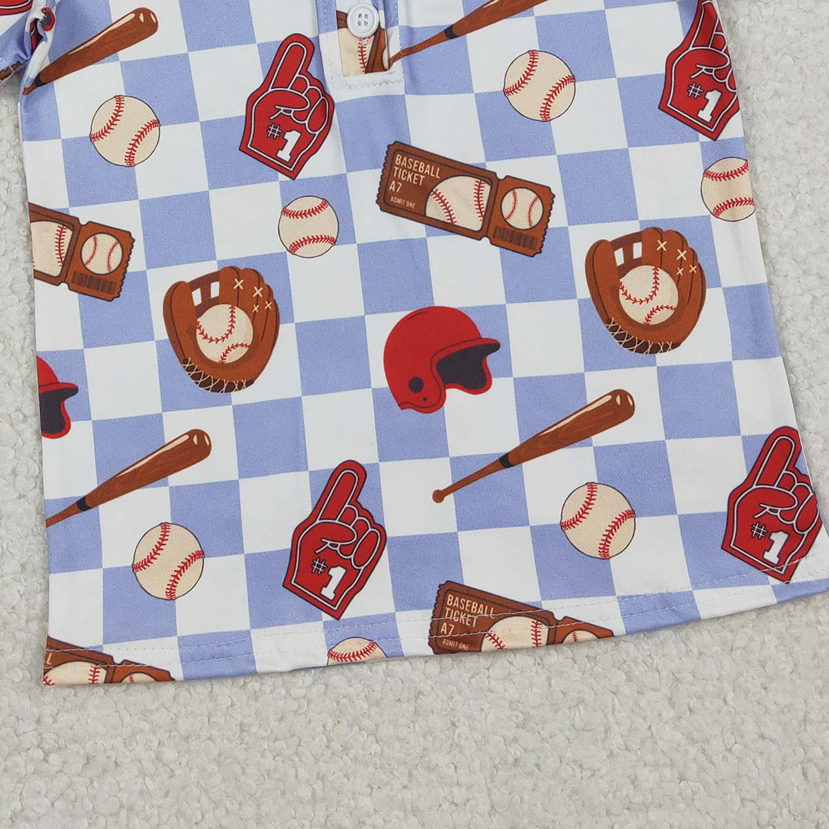 Baby Boys Blue Checked Baseball Team Button Polo Shirts Top Cute Kids Fashion Outfit for Little Ones