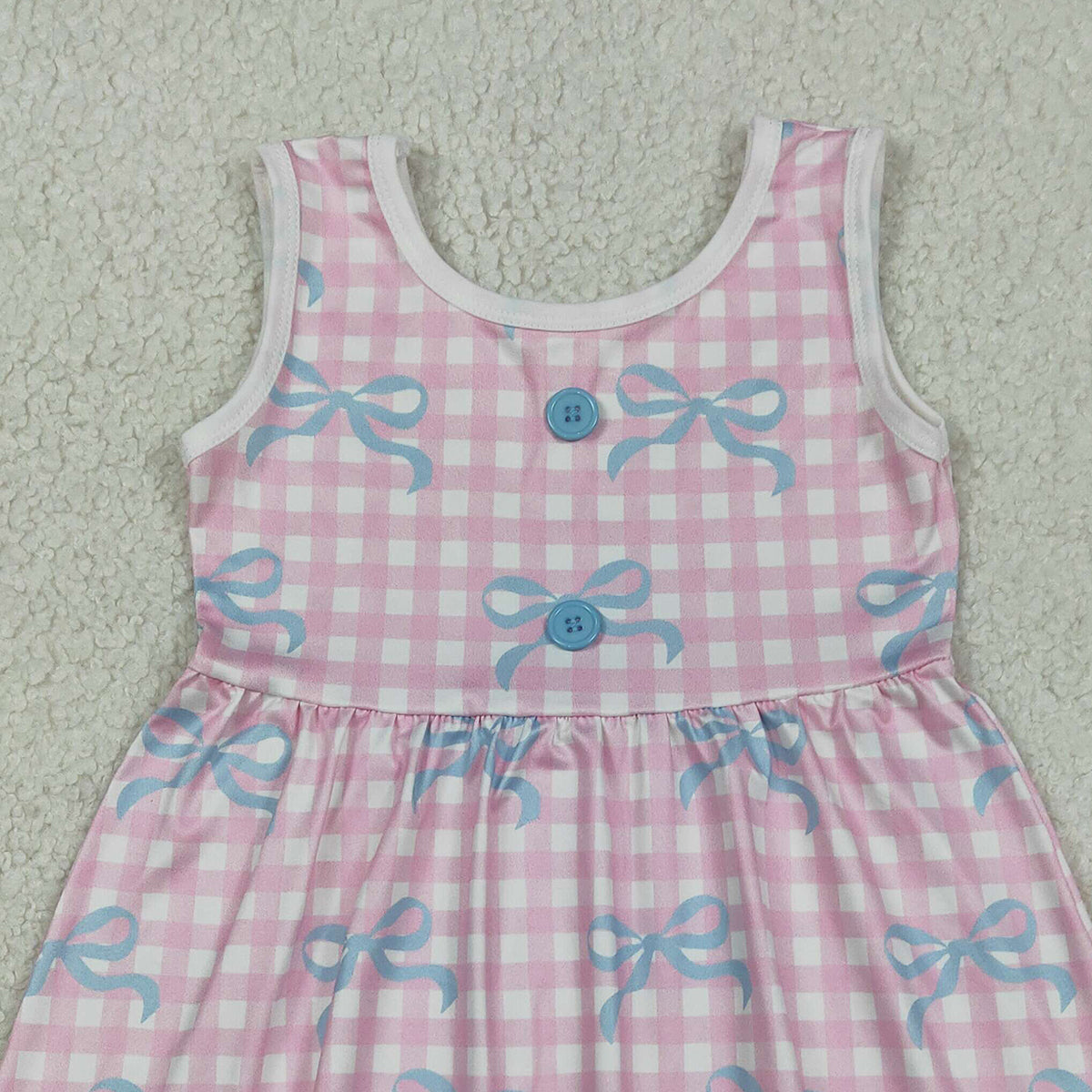 Baby Girls Knee-Length Ruffle Dress Pink Checked Sleeveless with Bows - Cute Summer Casual Outfit for Little Girls