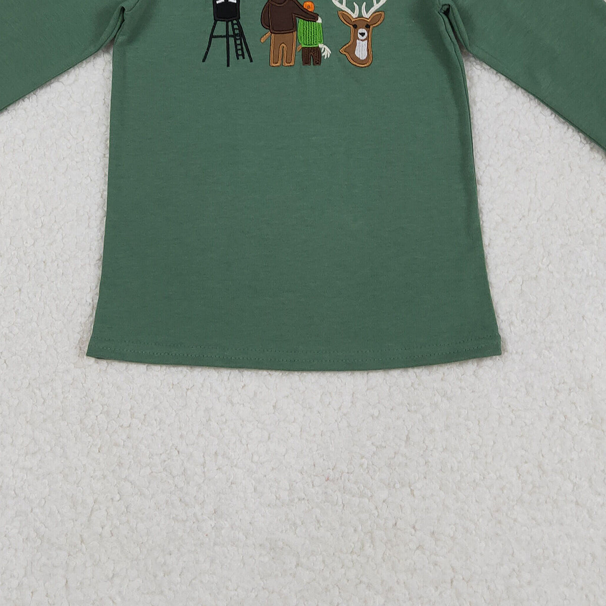 Baby Boys Embroidered Deer Hunting T-shirts Top Cute Animal Print Long Sleeve Outfit for Little Ones