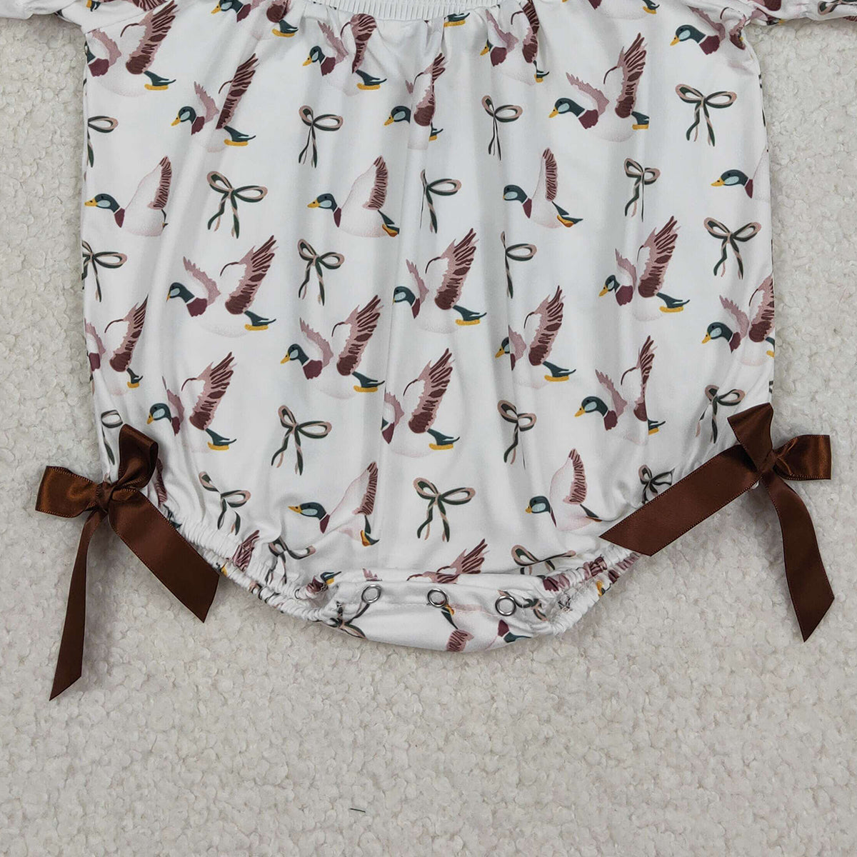 Baby Girls Ruffle Rompers Embroidery 'Daddy's Girl' Bows Design Ducks Hunting Theme Soft Cotton Outfit for Little Girls