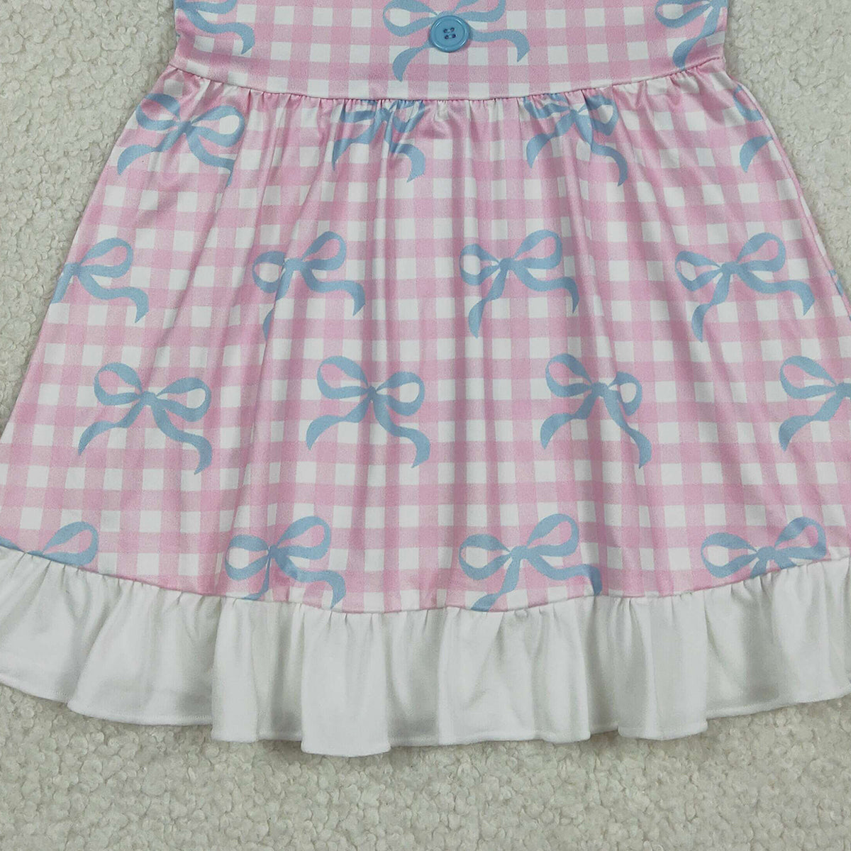 Baby Girls Knee-Length Ruffle Dress Pink Checked Sleeveless with Bows - Cute Summer Casual Outfit for Little Girls