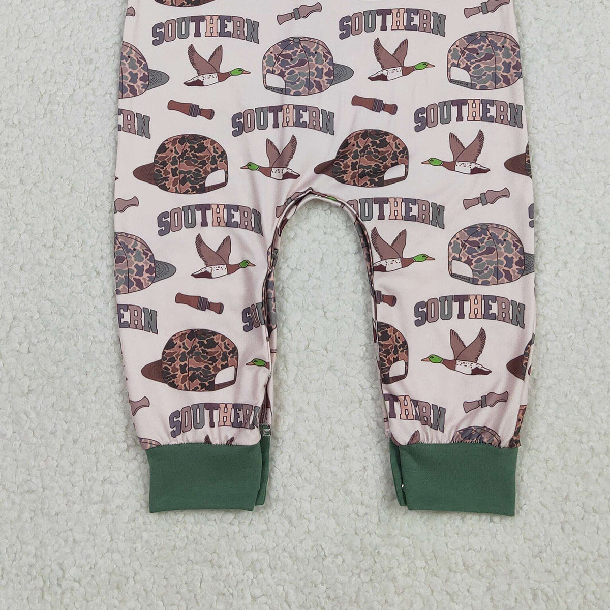 Baby Boys Camouflage Footie Rompers with Button Pocket And Duck Design Southern Style Baby Boys Outfit with Camo Hat