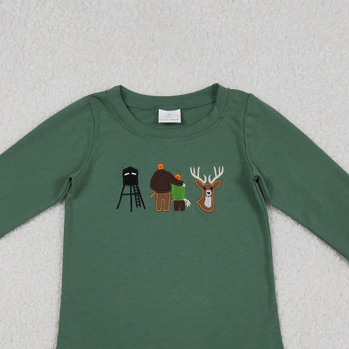 Baby Boys Embroidered Deer Hunting T-shirts Top Cute Animal Print Long Sleeve Outfit for Little Ones
