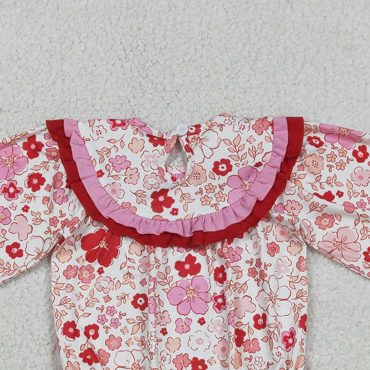 Baby Girls Smocked Ruffle Rompers 'Jesus Loves Me' Floral Print Cute Baby Girl Outfit