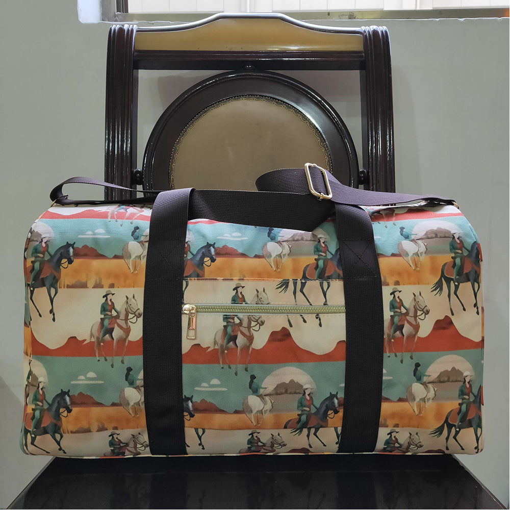 BA0265 Horseback Riding Desert Rice Green Gym Bag  D 3.17